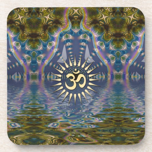 Spirituele Om Fractal Chakra Art Six Drink Onderze Bier Onderzetter (Voorkant)