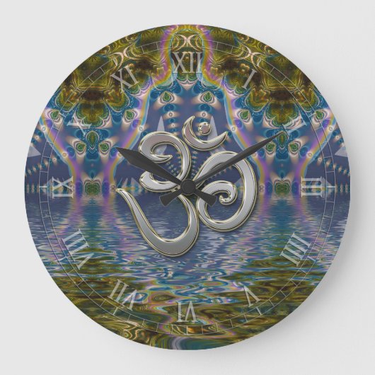 Spirituele Om Fractale Chakra Grote Klok (Voorkant)