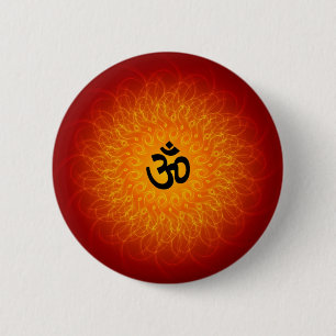 Spirituele Om op Mandala Ronde Button 5,7 Cm