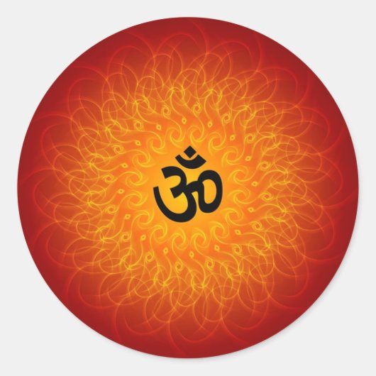 Spirituele OM op Mandala Ronde Sticker (Voorkant)