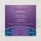 Spirituele paarse bloem, zee blauw vierkante visitekaartje (Achterkant)