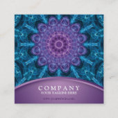 Spirituele paarse bloem, zee blauw vierkante visitekaartje (Voorkant)