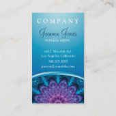 Spirituele paarse bloem, zee blauw visitekaartje (Achterkant)