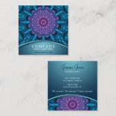 Spirituele paarse bloem, zee van blauw vierkante visitekaartje (Voorkant / Achterkant)
