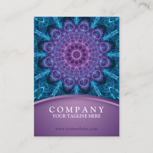 Spirituele paarse bloem, zee van blauw visitekaartje (Voorkant)