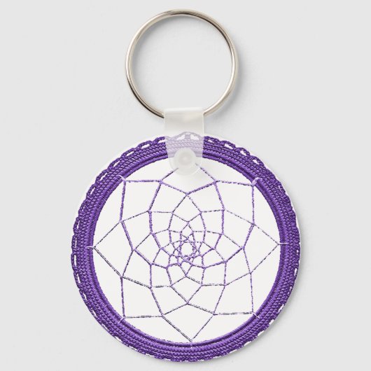 Spirituele Paarse Native American Dream Catcher Sleutelhanger (Voorkant)
