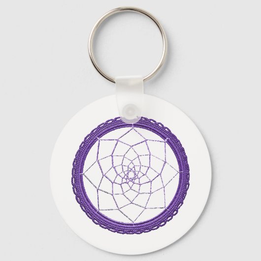 Spirituele Paarse Native American Dream Catcher Sleutelhanger (Voorkant)