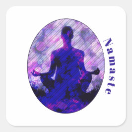 Spirituele Paarse vergadering Yoga Pose Namaste Vierkante Sticker