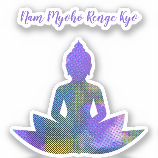 Spirituele Pastel Patchwork Halftone Lotus Sticker (Voorkant)