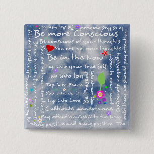 Spirituele positieve bevestigingen vierkante button 5,1 cm