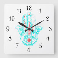 Spirituele rode blauwgroen waterverf Hamsa Hand Fa