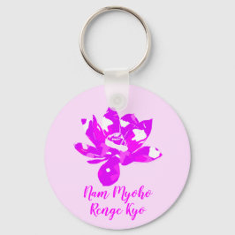 Spirituele roze en witte strookje Lotus Flower Sleutelhanger