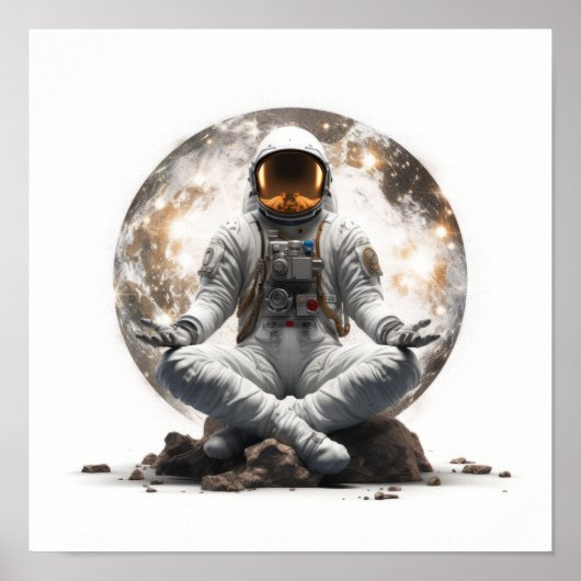 Spirituele sereniteit: astronaut mediteert in het  poster (Voorkant)