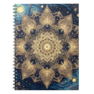 Spirituele Sterrennacht Nebula Gold Mandala Art Notitieboek