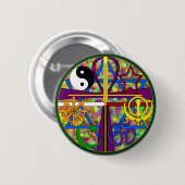 Spirituele symbolen in de eenheid ronde button 5,7 cm (Voorkant /achterkant)