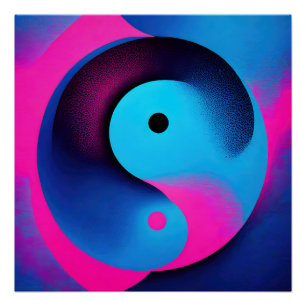 Spirituele Symmetrie Yin Yang Kleurrijke Abstracte Perfect Poster