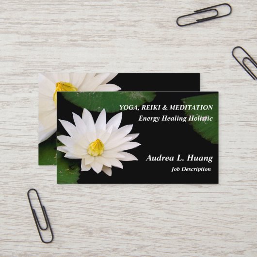 Spirituele uitbreiding / pure witte Pond Lotus Visitekaartje (Voorkant / Achterkant in situ)