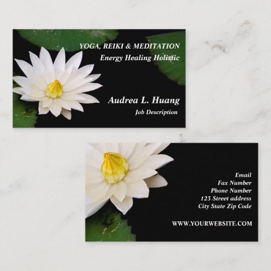 Spirituele uitbreiding / pure witte Pond Lotus Visitekaartje (Voorkant / Achterkant)