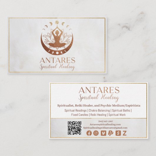 Spirituele verwarming van antares visitekaartje (Voorkant / Achterkant)