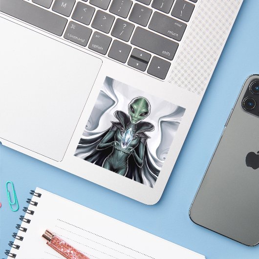 Spirituele vreemdeling sticker (Laptop met iPhone)