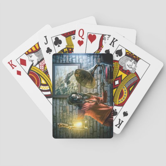 Spirituele vrouw en haar muziek pokerkaarten (Achterkant)