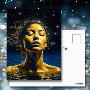 Spirituele vrouw in water onder de sterren briefkaart