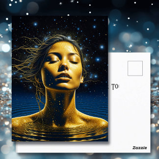 Spirituele vrouw in water onder de sterren briefkaart