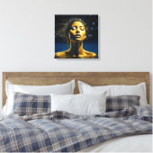 Spirituele vrouw in water onder de sterren canvas afdruk (Insitu (Slaapkamer))