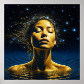 Spirituele vrouw in water onder de sterren poster (Voorkant)