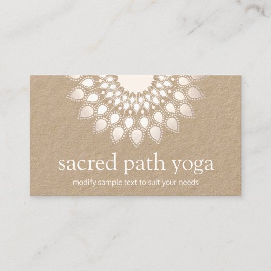 Spirituele witte lotus bloem mandala yogaleraar visitekaartje (Voorkant)