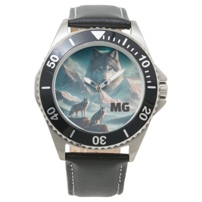 Spirituele Wolf bij Dusk eWatch Horloge (Voorkant)