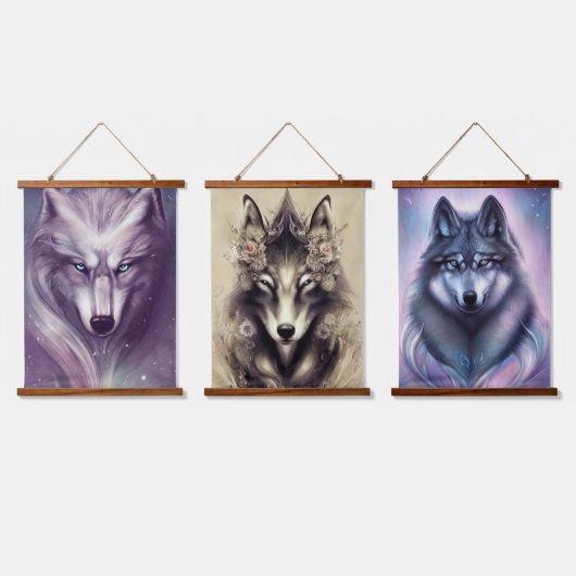 Spirituele Wolf Hanging Tapestry Hangend Wandkleed (Driedubbel)