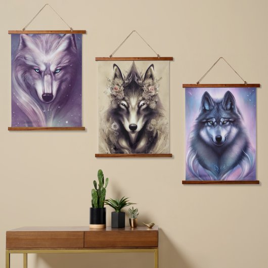 Spirituele Wolf Hanging Tapestry Hangend Wandkleed (Asymmetrisch)