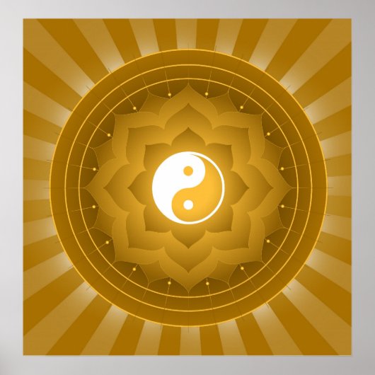 Spirituele Yin Yang over Lotus Background Poster (Voorkant)
