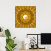 Spirituele Yin Yang over Lotus Background Poster (Thuiskantoor)