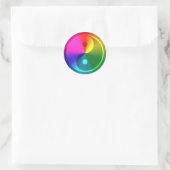 Spirituele Yin Yang - Regenboogontwerp Ronde Sticker (Tas)