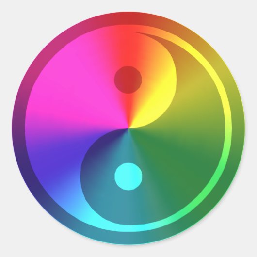 Spirituele Yin Yang - Regenboogontwerp Ronde Sticker (Voorkant)