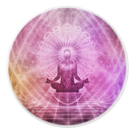 Spirituele Yoga Meditation Zen Colorful Keramische Knop