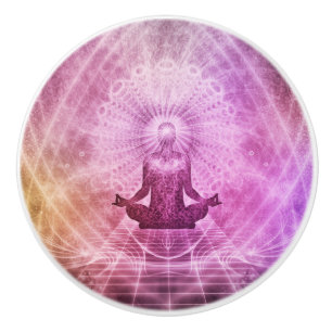 Spirituele Yoga Meditation Zen Colorful Keramische Knop