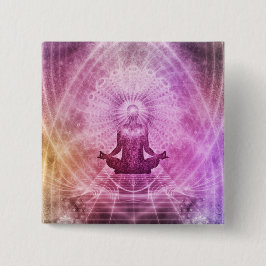 Spirituele Yoga Meditation Zen Colorful Vierkante Button 5,1 Cm