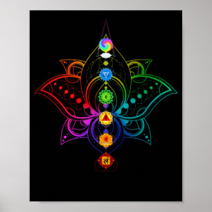 Spirituele Zen Lotus Flower Chakras Alignment Yoga Poster
