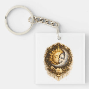 Spirituele Zon en Maan Hemels Heilig Licht Sleutelhanger