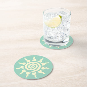 Spirituele Zon Symbool - Spiraal van Energie 9 Kla Ronde Kartonnen Onderzetter