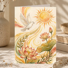 Spirituele Zonlicht Kunst | Duif & Lotus Genezing Kaart