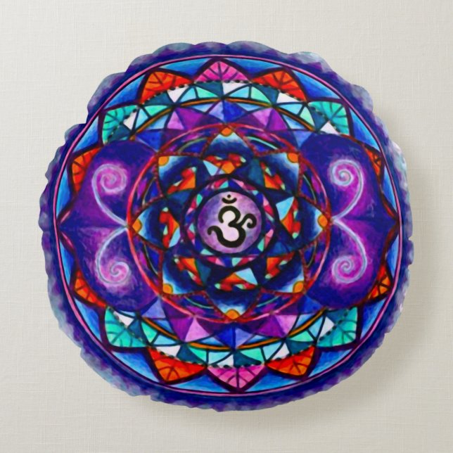 Spirituele zwaartekracht Mandala Aangepaste ronde  Rond Kussen (Voorkant)