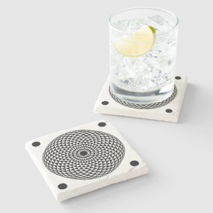 Spirituele zwarte witte Mandala Geometrische kunst Stenen Onderzetter