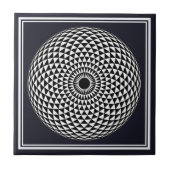 Spirituele zwarte witte Mandala Geometrische Vecto Tegeltje (Voorkant)
