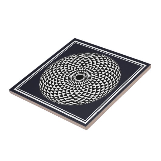 Spirituele zwarte witte Mandala Geometrische Vecto Tegeltje (Zijkant)