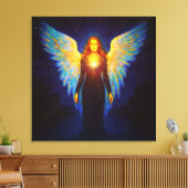 Spirituell Leuchtender Engel bei Nacht am See Canvas Afdruk (Insitu (Woonkamer))