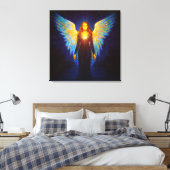 Spirituell Leuchtender Engel bei Nacht am See Canvas Afdruk (Insitu (Slaapkamer))